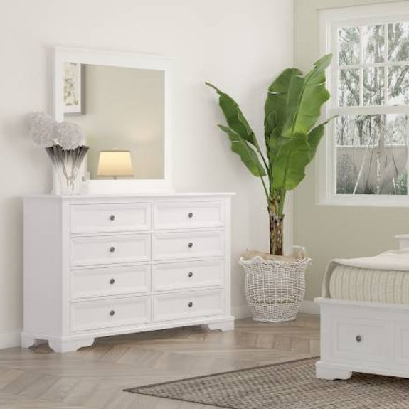Sala 4 Piece Queen Bedroom Suite with Dresser and Mirror - White