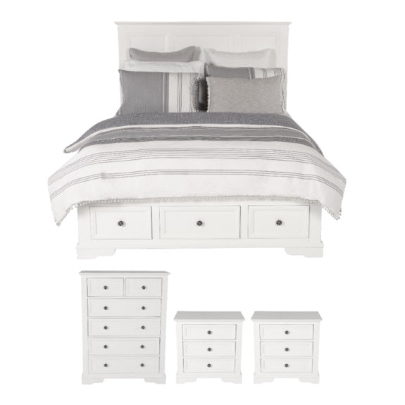 Sala 4 Piece Queen Bedroom Suite with Tallboy - White