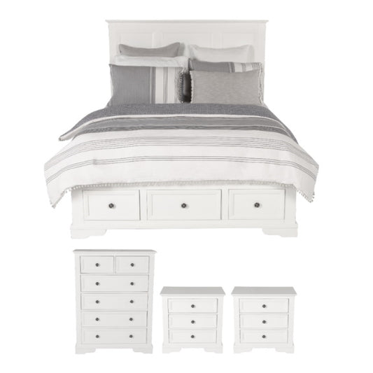 Sala 4 Piece Queen Bedroom Suite with Tallboy - White