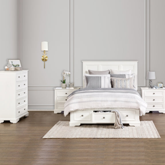 Sala 4 Piece Queen Bedroom Suite with Tallboy - White