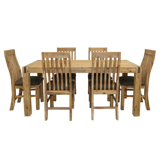 Sanava 7 Piece Timber Dining Suite - Driftwood
