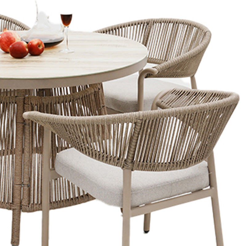 Sandstone Point 5 Piece Outdoor Dining Setting - Dark Beige/Sandy Beige