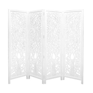 Screen Life Dig Carved Timber Privacy Screen - White