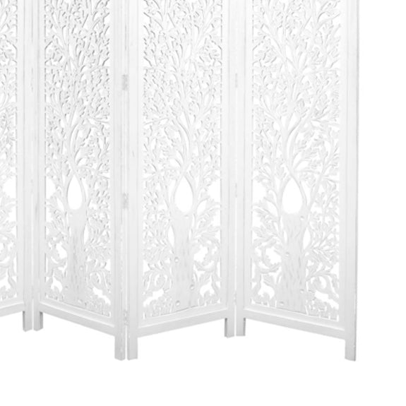 Screen Life Dig Carved Timber Privacy Screen - White