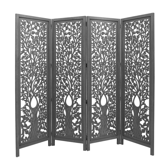 Screen Life Dig Carved Timber Privacy Screen - Dark Grey