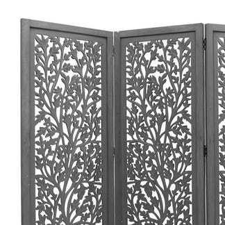 Screen Life Dig Carved Timber Privacy Screen - Dark Grey