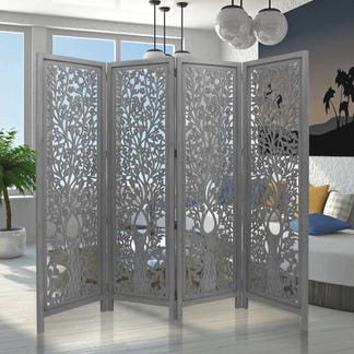 Screen Life Dig Carved Timber Privacy Screen - Dark Grey