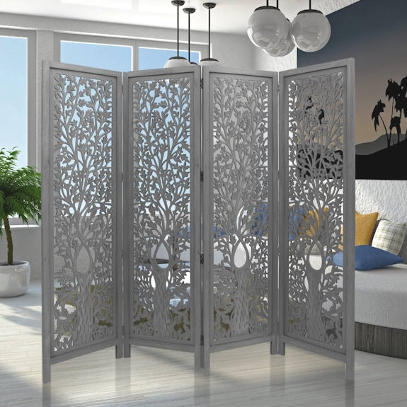 Screen Life Dig Carved Timber Privacy Screen - Dark Grey