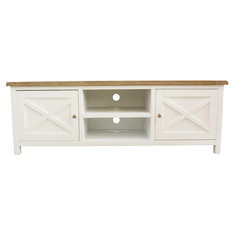 Shellwood 1700mm Timber Entertainment Unit - Light Oak/White