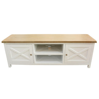Shellwood 1700mm Timber Entertainment Unit - Light Oak/White