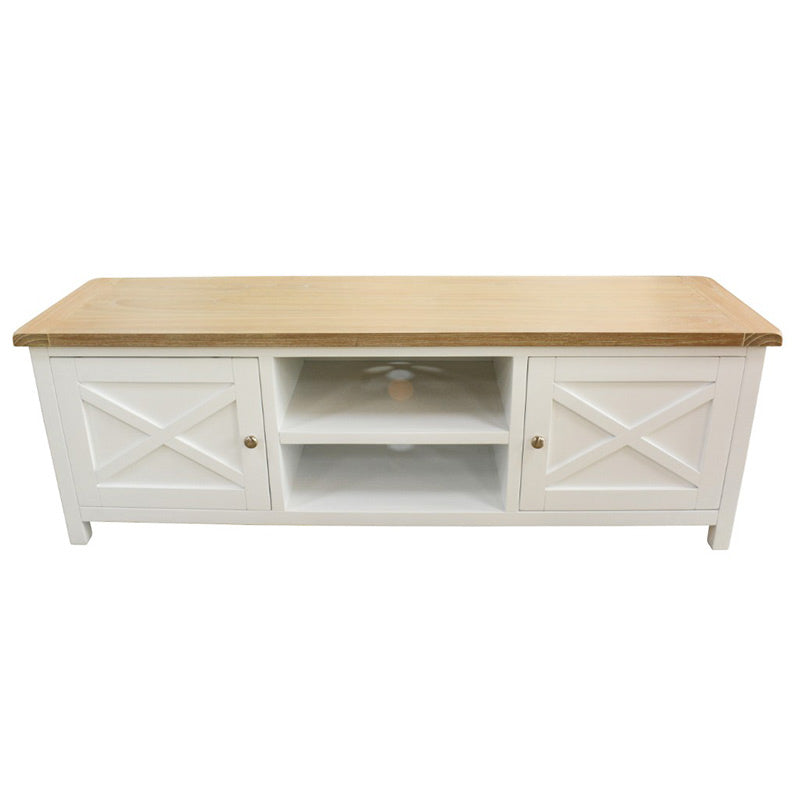 Shellwood 1700mm Timber Entertainment Unit - Light Oak/White