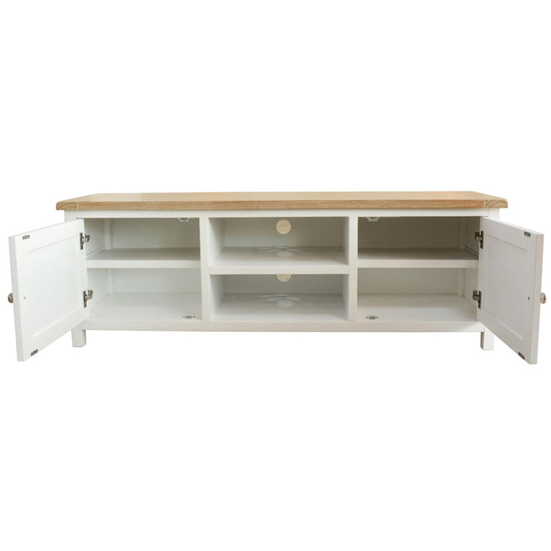 Shellwood 1700mm Timber Entertainment Unit - Light Oak/White