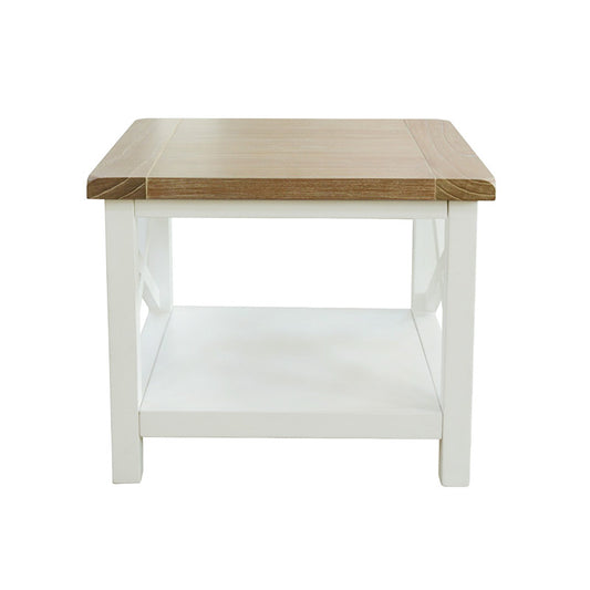 Shellwood Timber Lamp Table - Light Oak/White