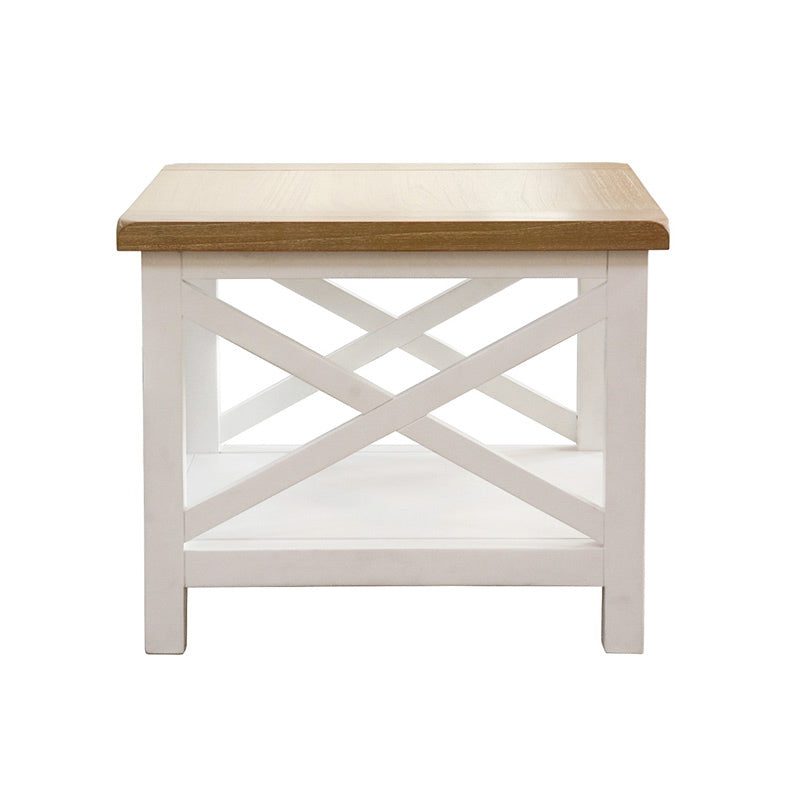 Shellwood Timber Lamp Table - Light Oak/White