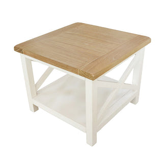 Shellwood Timber Lamp Table - Light Oak/White