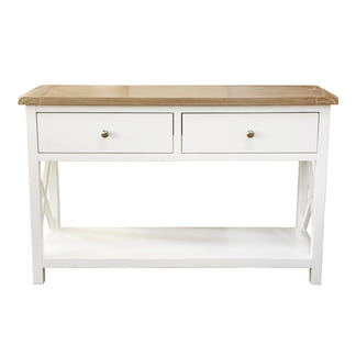 Shellwood 2 Drawer Timber Hall Table - Light Oak/White