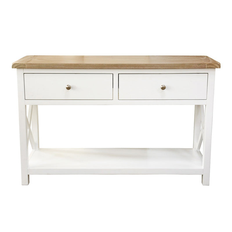 Shellwood 2 Drawer Timber Hall Table - Light Oak/White