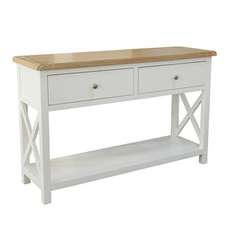Shellwood 2 Drawer Timber Hall Table - Light Oak/White