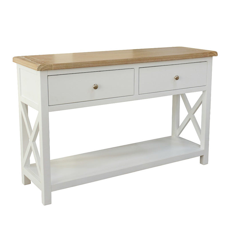 Shellwood 2 Drawer Timber Hall Table - Light Oak/White