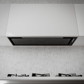 Sirius 85cm Undermount Rangehood - Black Heated Glass