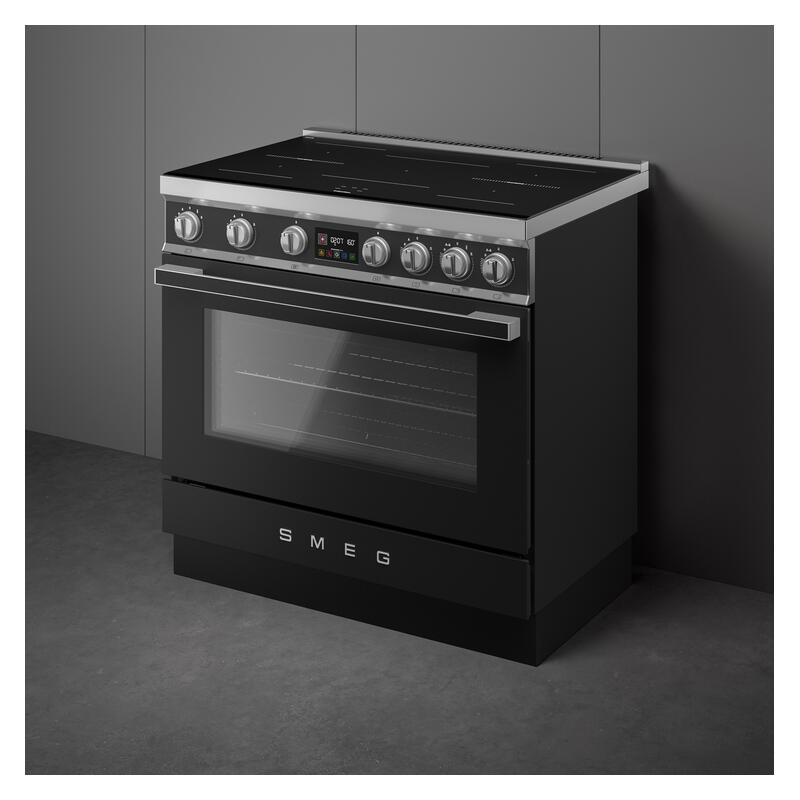 Smeg 90cm Portofino Induction Pyrolytic Freestanding Oven - Anthracite