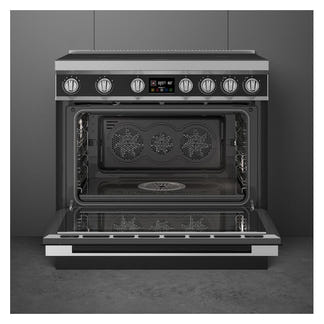 Smeg 90cm Portofino Induction Pyrolytic Freestanding Oven - Anthracite