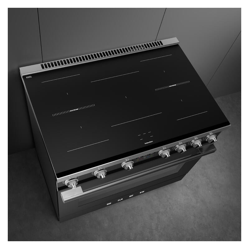 Smeg 90cm Portofino Induction Pyrolytic Freestanding Oven - Anthracite