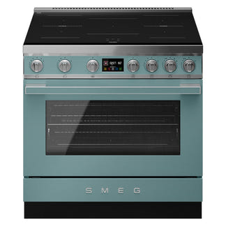 Smeg 90cm Portofino Induction Pyrolytic Freestanding Oven - Emerald Green