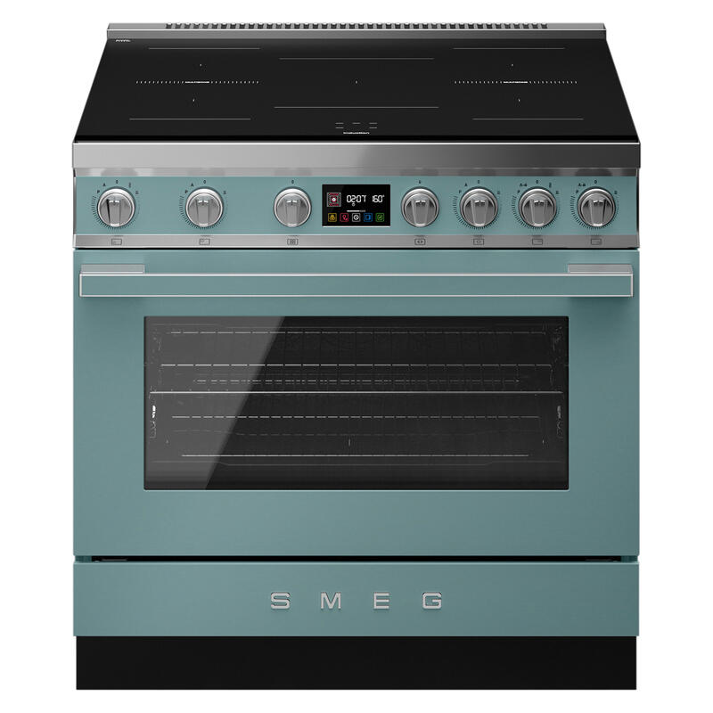 Smeg 90cm Portofino Induction Pyrolytic Freestanding Oven - Emerald Green