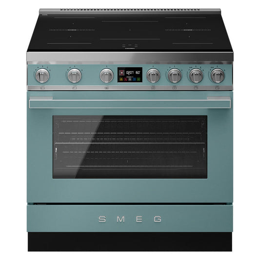 Smeg 90cm Portofino Induction Pyrolytic Freestanding Oven - Emerald Green