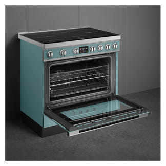 Smeg 90cm Portofino Induction Pyrolytic Freestanding Oven - Emerald Green
