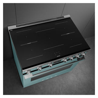 Smeg 90cm Portofino Induction Pyrolytic Freestanding Oven - Emerald Green