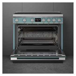 Smeg 90cm Portofino Induction Pyrolytic Freestanding Oven - Emerald Green