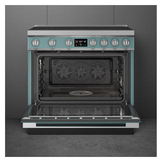 Smeg 90cm Portofino Induction Pyrolytic Freestanding Oven - Emerald Green