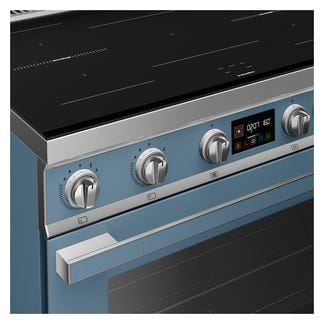 Smeg 90cm Portofino Induction Pyrolytic Freestanding Oven - Storm Blue