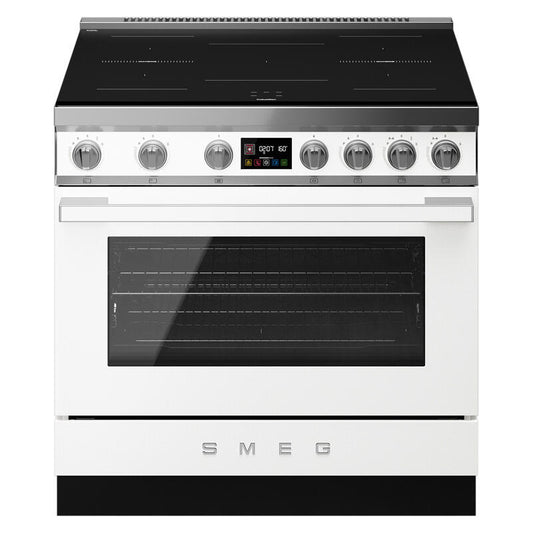 Smeg 90cm Portofino Induction Pyrolytic Freestanding Oven - White