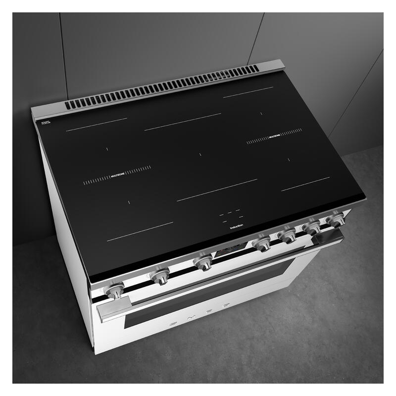 Smeg 90cm Portofino Induction Pyrolytic Freestanding Oven - White