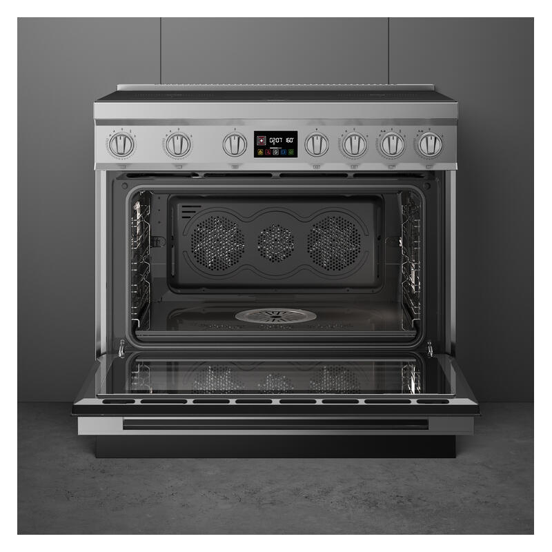Smeg 90cm Portofino Induction Pyrolytic Freestanding Oven - Stainless Steel