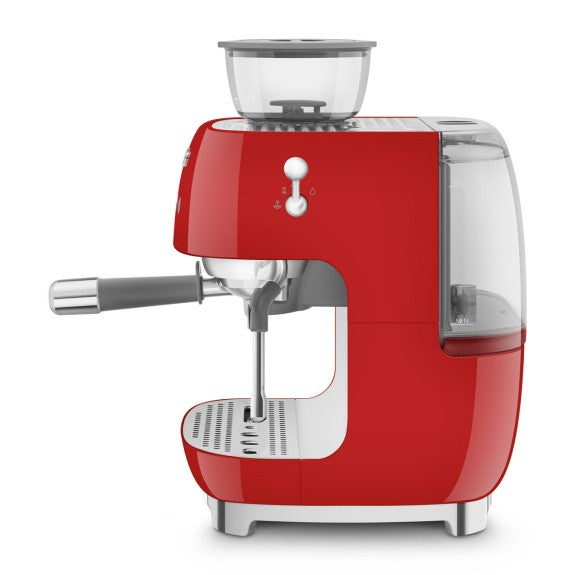 Smeg 50's Style Espresso Machine with Grinder - Red