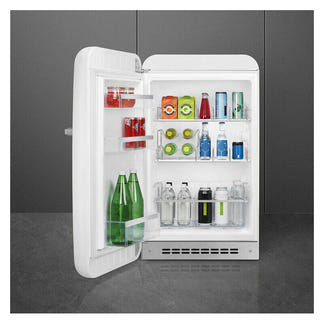 Smeg 135L 50's Style Retro Bar Fridge Left Hand Hinge - White