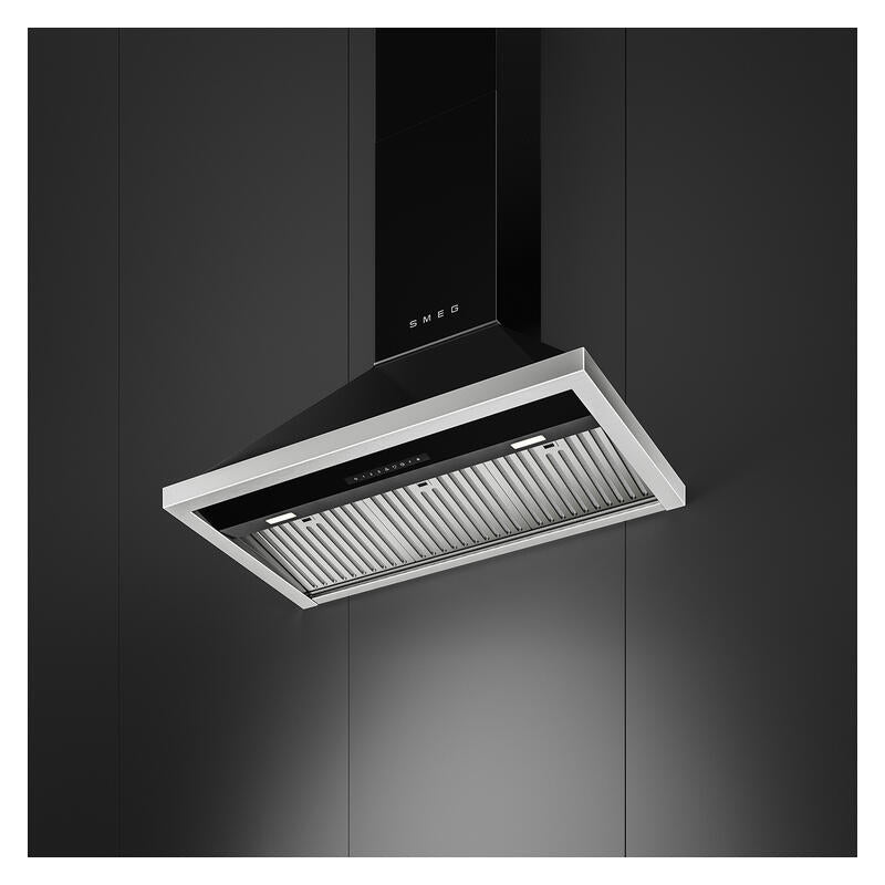 Smeg 90cm Portofino Canopy Rangehood - Black
