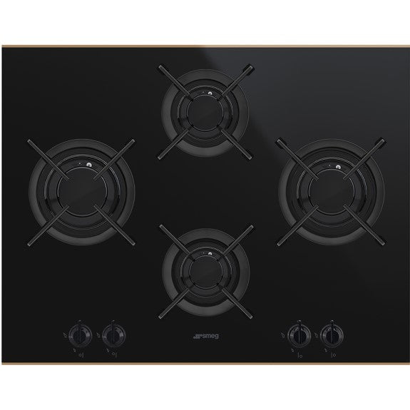 Smeg 65cm 4 Burner Gas Cooktop - Black/Copper (Dolce Stil Novo)