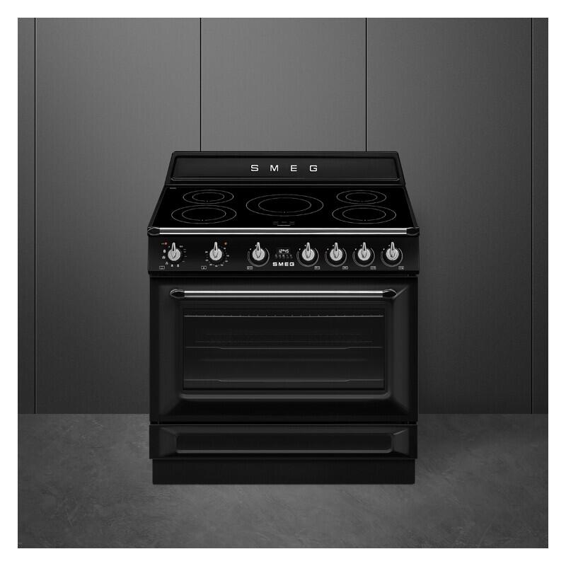 Smeg 90cm Victoria Induction Pyro Cooker - Black