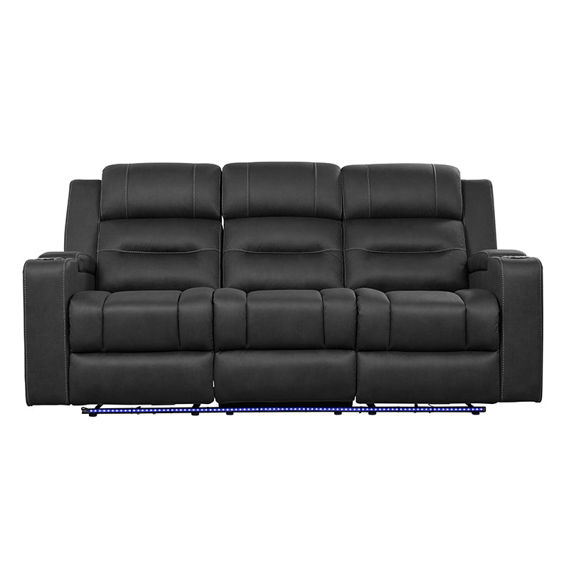 Spielberg 3 Seater Electric Fabric Recliner Sofa with Entertainment Console - Jet