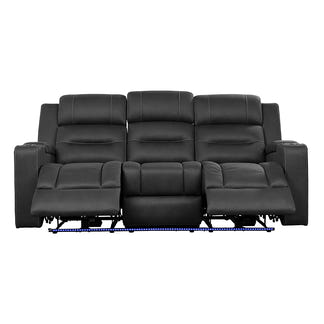 Spielberg 3 Seater Electric Fabric Recliner Sofa with Entertainment Console - Jet