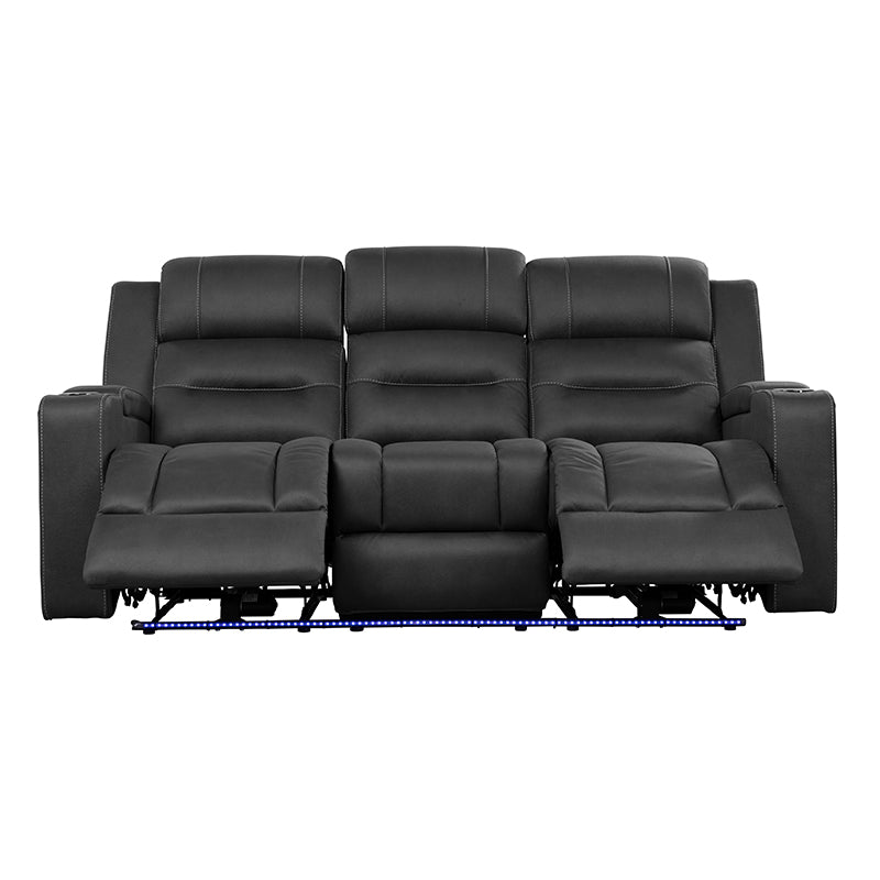 Spielberg 3 Seater Electric Fabric Recliner Sofa with Entertainment Console - Jet