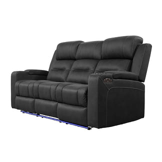 Spielberg 3 Seater Electric Fabric Recliner Sofa with Entertainment Console - Jet