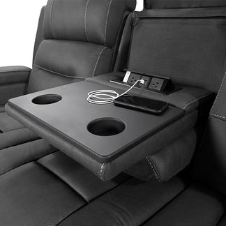 Spielberg 3 Seater Electric Fabric Recliner Sofa with Entertainment Console - Jet