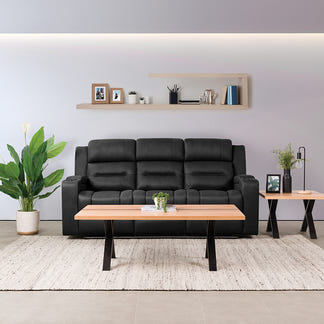 Spielberg 3 Seater Electric Fabric Recliner Sofa with Entertainment Console - Jet