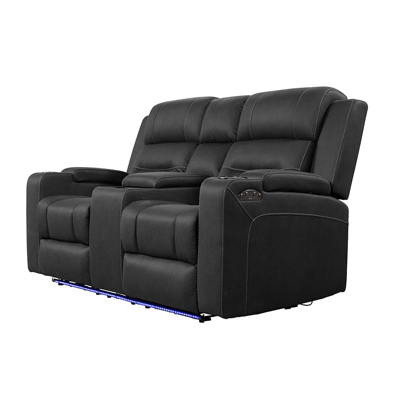 Spielberg 2 Seater Electric Fabric Recliner Sofa - Jet